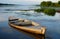 The flooded wooden boat