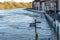 Flooding at Bewdley, major flood waters submerge pathways and threaten local residents in UK tourist town