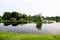 Flooding caused by broken dike at Hattem, water coming from tiver the IJssel