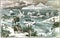 Flooding of central Europe at the end of the glacial period, vintage engraving