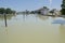 Flooding Danube River in Gyor Downtown