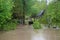 Flooding houses with rising water