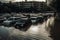 Flooding parking lot. Generative AI