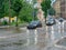 Flooding of the road after a storm