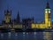 Floodlit Big Ben (Green Light) Houses of Parliament Westminster Bridge at Night
