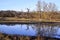 Floodplain forests and meadows flooded by water in spring