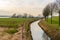 Floodplains of a wide Dutch river in the winter season