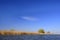 Floods of the river with thickets of reeds in early spring. Dniester. Ukraine.