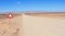 Floods sign 4x4 gravel road desert, Namibia