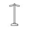 Floor hanger for clothes. Linear icon of shoulder rack, hallway furniture. Black illustration of vertical device for hanging coat