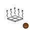 Floor heating icon. Warm floor symbol. House interior surface 3D tiles with heat up arrows