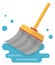 Floor moping icon. Cartoon wet mop cleaning