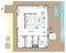 Floor plan of a country villa with furniture in top view. Architectural plan with the arrangement of furniture. Vector