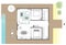 Floor plan of a country villa with furniture in top view. Layout of the interior apartment. House with a swimming pool. Vector