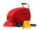 Floor scrubber cleaning equipment and warning sign