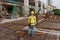 Floor slabs are under construction at a construction site.