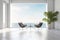 floor window chair plant indoor empty home design living wall interior room. Generative AI.