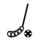 Floorball icon, B&W vector illustration.