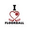 Floorball love logo. Crossed floorball sticks form a heart.