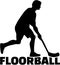 Floorball player man with word