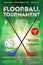 Floorball tournament invitation template with sticks and ball