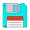 Floppy disk or diskette retro electronic storage device, doodle style flat vector
