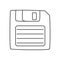 Floppy Disk icon in doodle style isolated on white background. HD diskette old data media.
