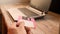 Floppy Disk and Notebook on wooden board