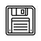 floppy disk saving loading data line icon vector illustration