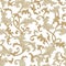 Flora seamlessl pattern. Flourish tiled oriental ethnic background. Arabic ornament with fantastic leaves. Wonderland motives of