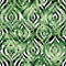 Floral abstract geomtric tiled pattern. Tropical palm leaves sea