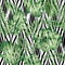 Floral abstract geomtric tiled pattern. Tropical palm leaves sea