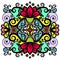 Floral abstract ornament, bright colorful pattern, multicolored ethnic tracery, hand drawing. Ornate decorative element with