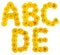 Floral alphabet. a, b, c, d, e