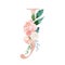 Floral Alphabet - blush / peach color letter J with flowers bouquet composition