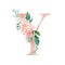 Floral Alphabet - blush / peach color letter Y with flowers bouquet composition