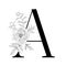 Floral alphabet. Decorative serif letter.