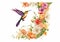 Floral alphabet letter adorned with flowers and a hummingbird. Letter J. Generative Ai