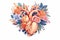 Floral Anatomic Heart for Romantic Greeting Card, generative AI