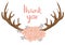 Floral Antlers Thank You Card