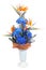 Floral Arrangements mixed bouquet included deep blue chrysanthemum, and heliconia.