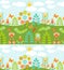Floral background with cute ladybirds