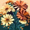 Floral background with daisies. Hand drawn vector illustration. generative AI