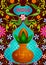 Floral background with holy kalash showing Incredible India