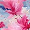 Floral background with pink and blue flowers and dynamic brushwork (tiled)