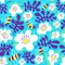 Floral background. Seamless pattern with bee and flower in doodle sketchy style. Cute vector illustration