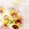 Floral background with stylized bouquet of sunflowers