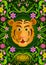 Floral background with Tiger showing Incredible India