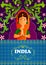 Floral background with Welcome gesture hands of Indian woman showing Incredible India