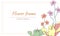 Floral banner of spring flowers for text. Vector flowers on a white background. Postcard for congratulations and invitations